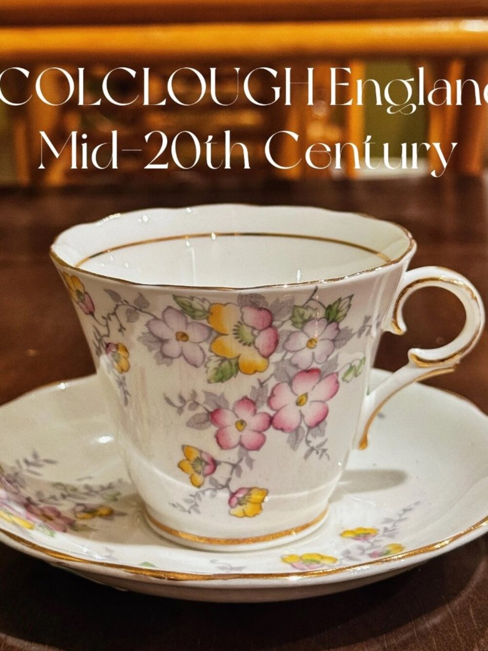 Vintage Colclough 6593 Floral Teacup Saucer Gold Trim